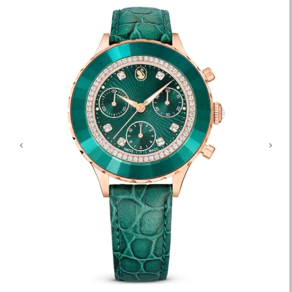Accessories - Swarovski Chrono Green Leather Women's Watch